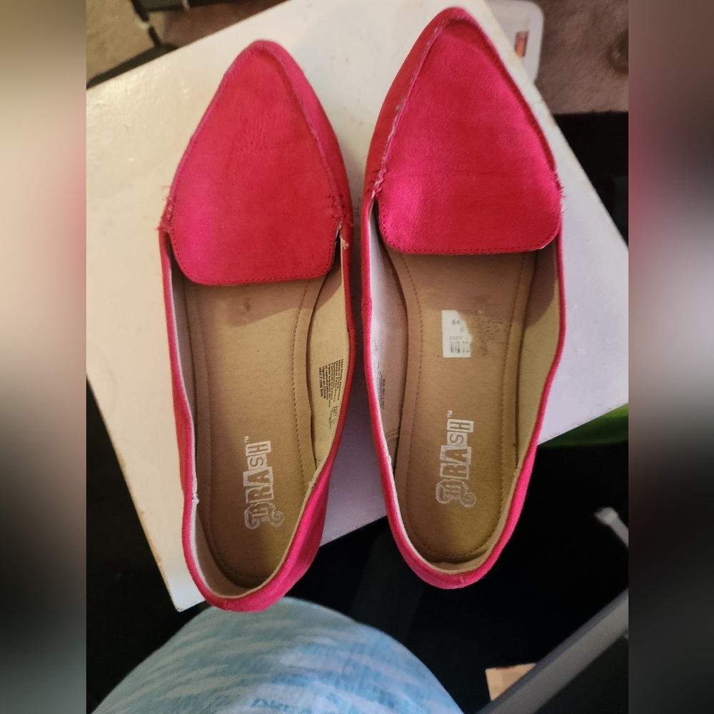Red Faux Suede flats